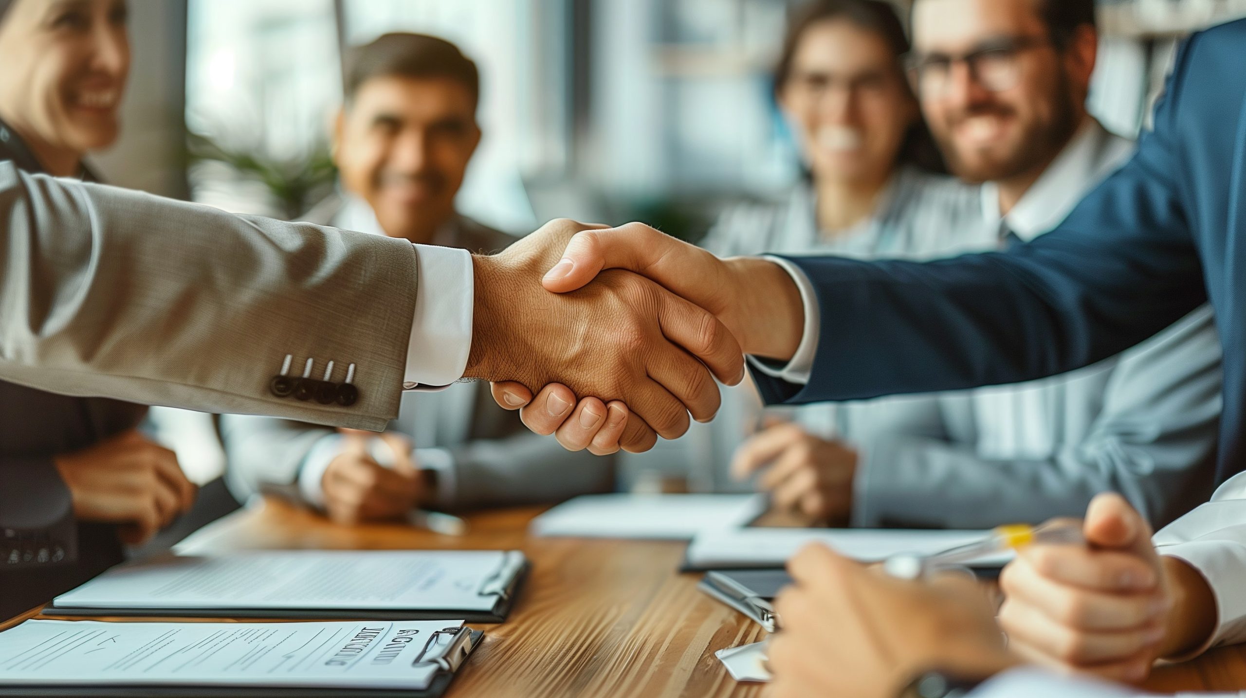 Group of professionals shaking hands